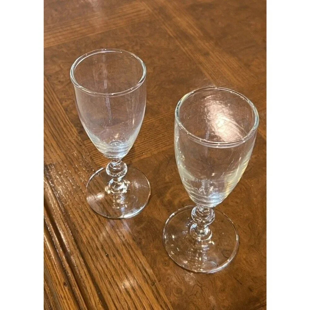 Mid Century Modern Clear Libby Georgian Bamboo Stemmed Glasses (Set of 2)